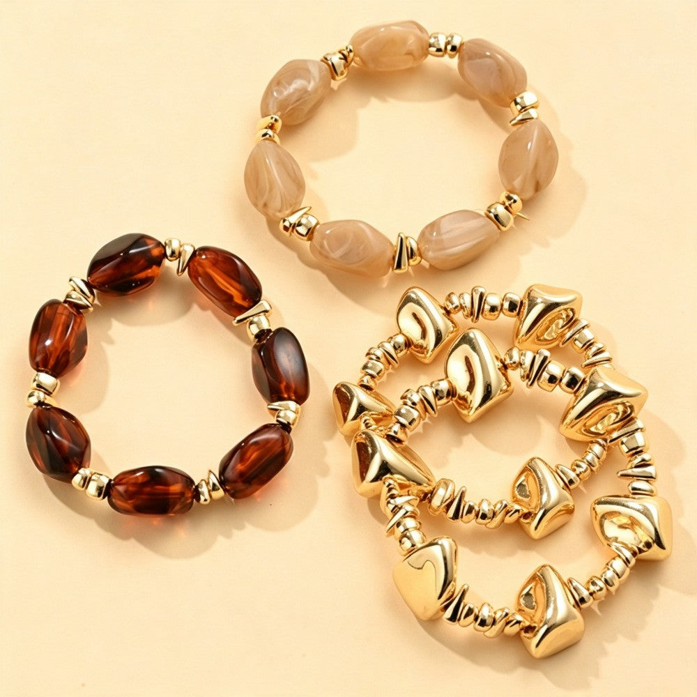 Classy Geometric Resin Stretch Bracelet Set