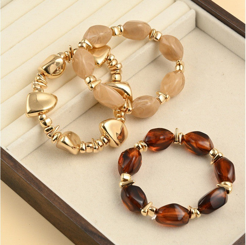 Classy Geometric Resin Stretch Bracelet Set