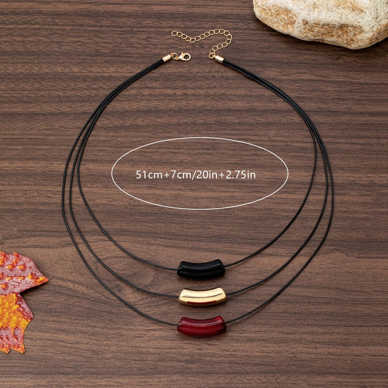 Vintage Multi-Layer Acrylic Tube Necklace
