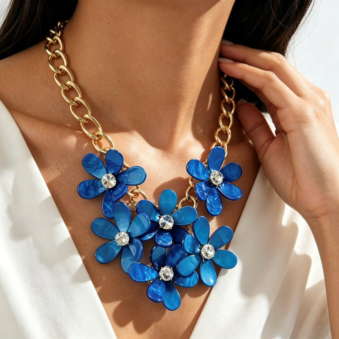 Romantic Acrylic Flower Cluster Necklace