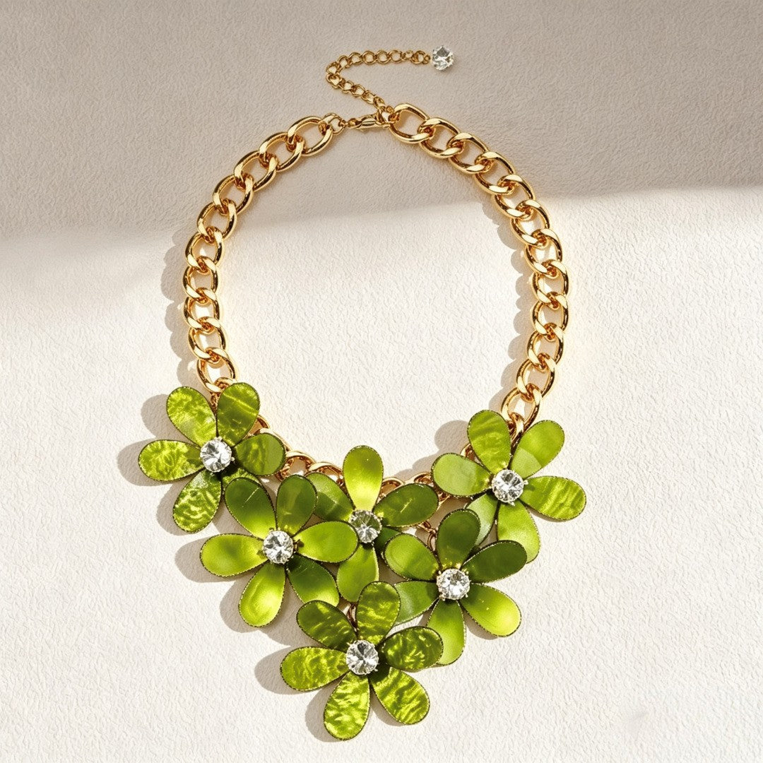 Romantic Acrylic Flower Cluster Necklace