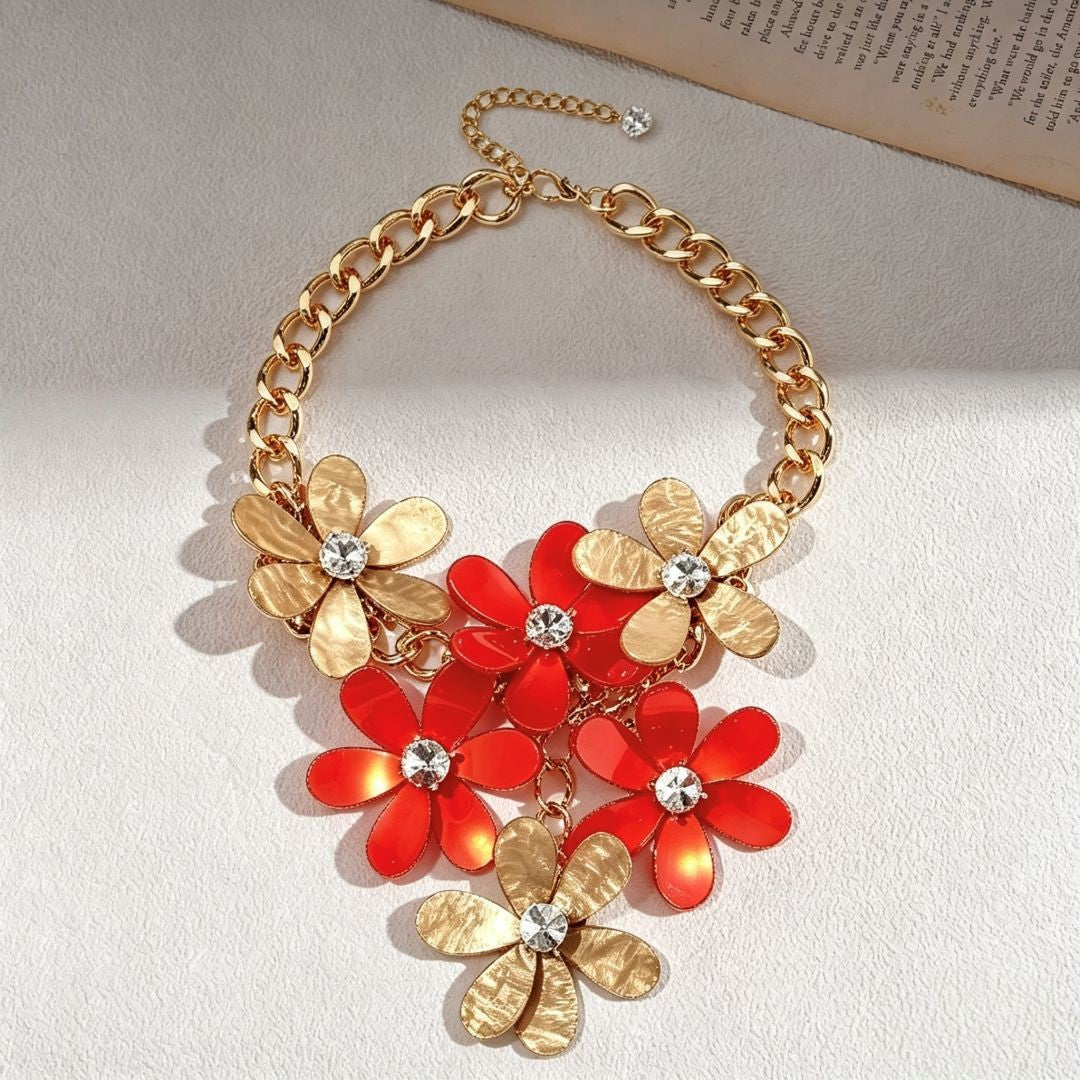 Romantic Acrylic Flower Cluster Necklace