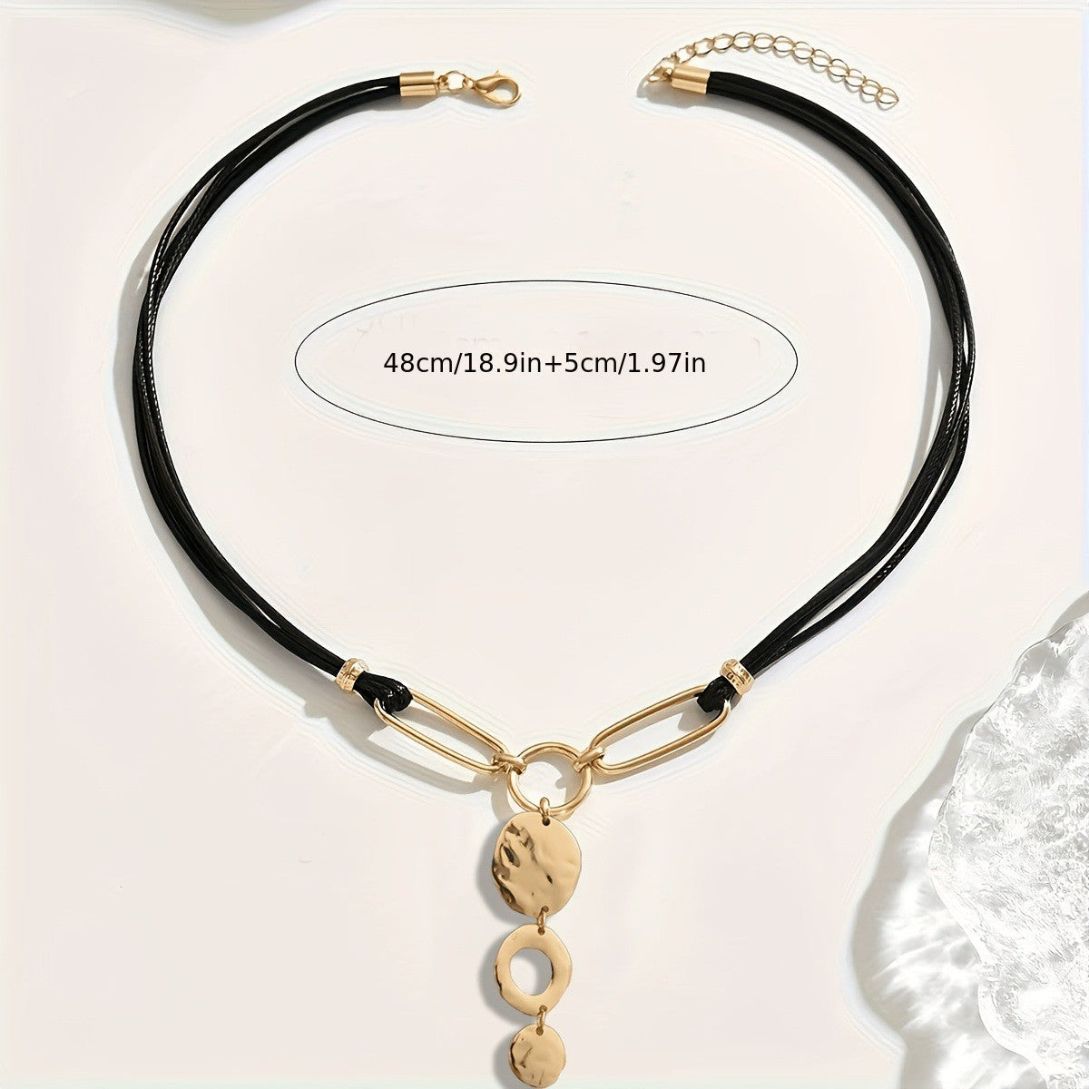 Classy Geometric Disc Cord Necklace