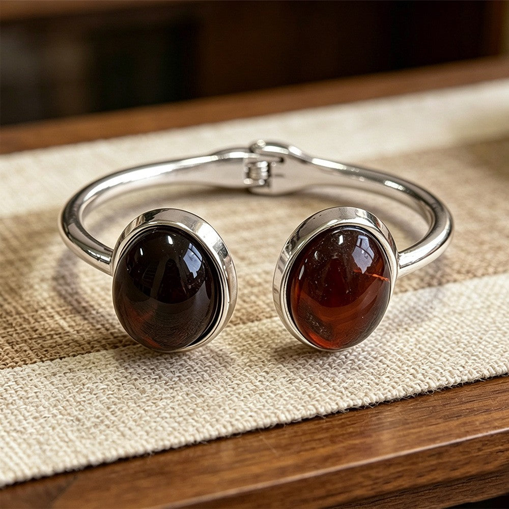 Vintage Oval Resin Open Cuff Bracelet