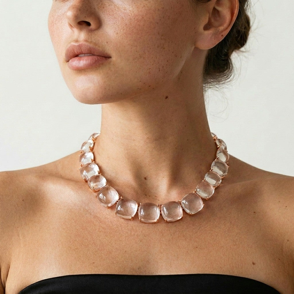 Classy Multicolor Square Gemstone Necklace & Earring Set