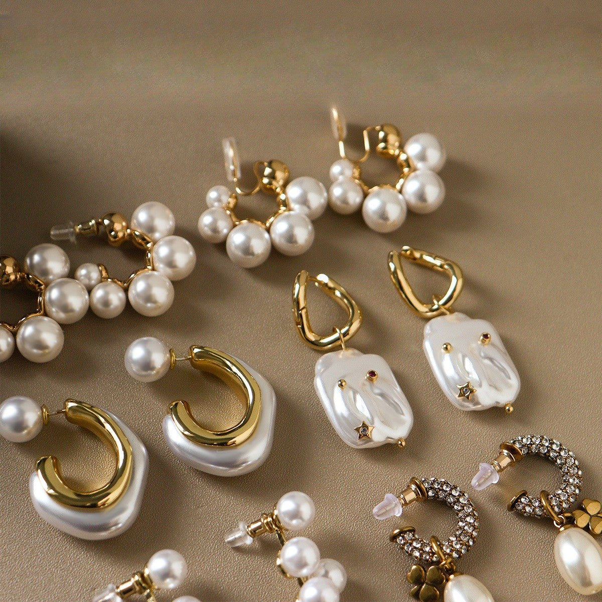 Elegant Faux Pearl C-Hoop Earring Set