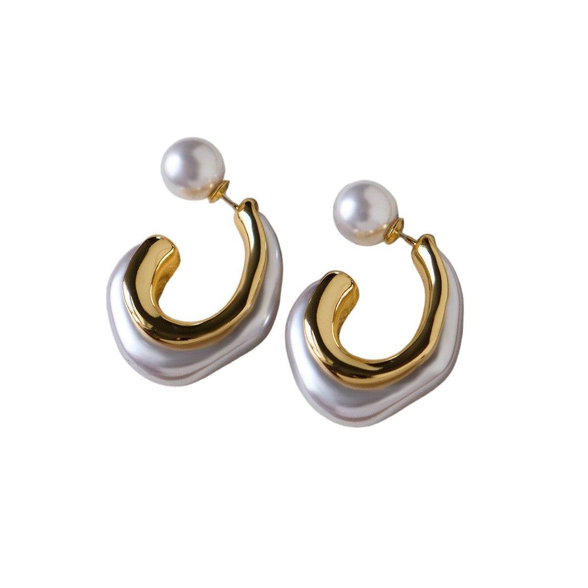 Elegant Faux Pearl C-Hoop Earring Set