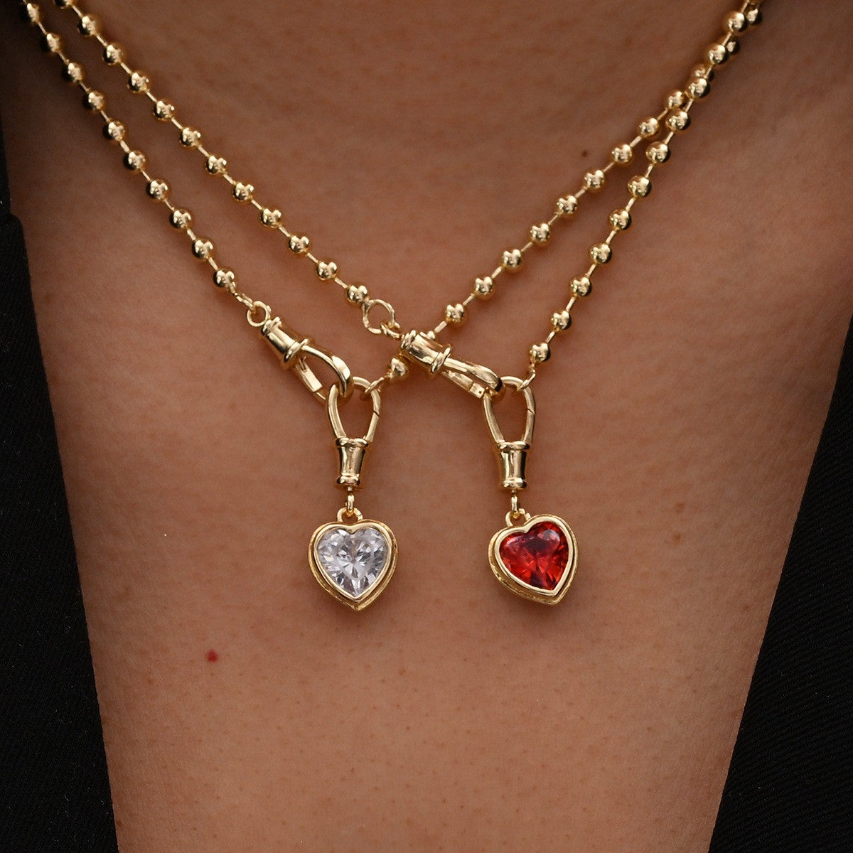 Romantic Dual Heart Beaded Necklace