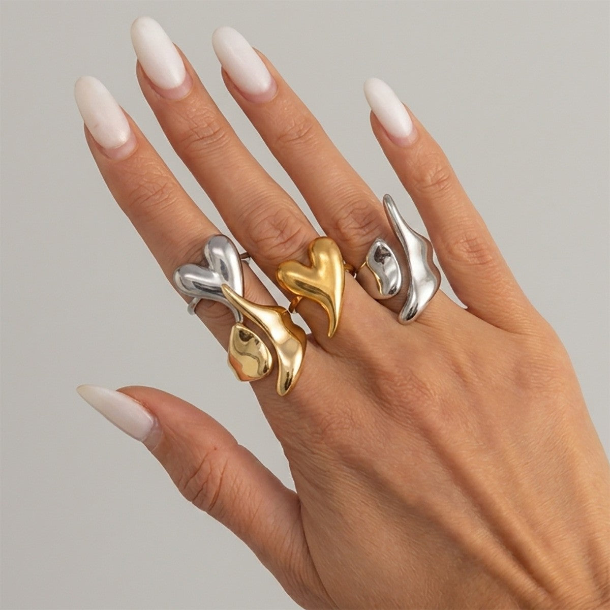 Classy Liquid Heart Open Ring