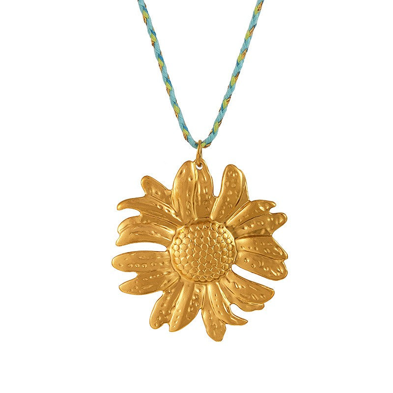 Boho Layered Sun & Heart Cord Necklace