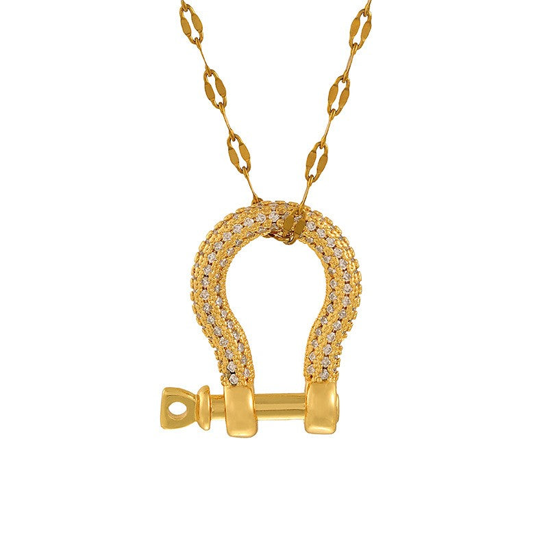 Classy Geometric Horseshoe & Ring Layered Necklace
