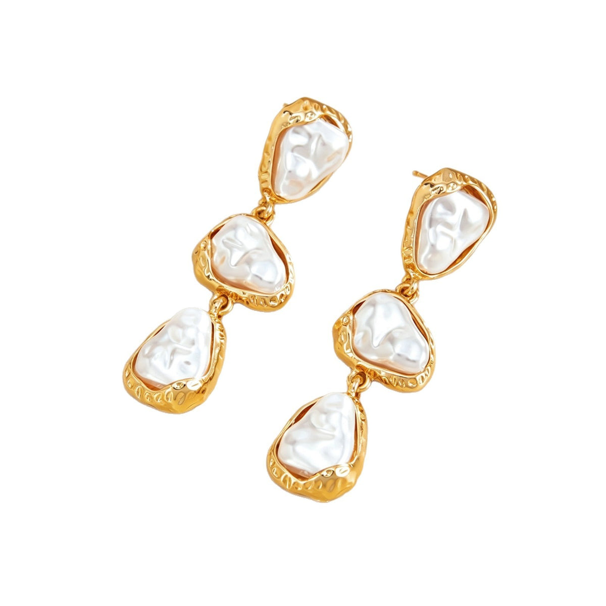 Classy Tiered Irregular Faux Pearl Drop Earrings