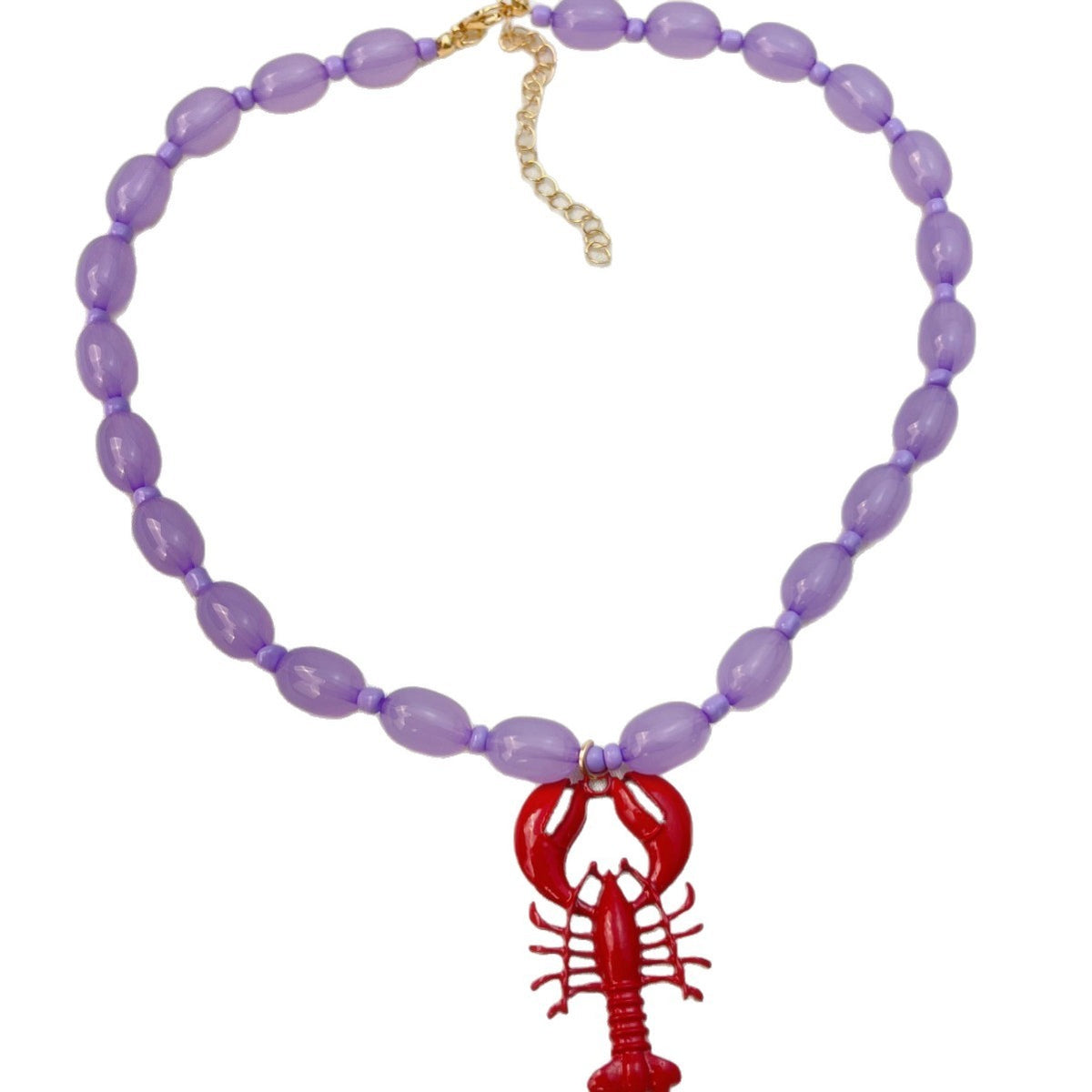 Boho Red Lobster Beaded Necklace