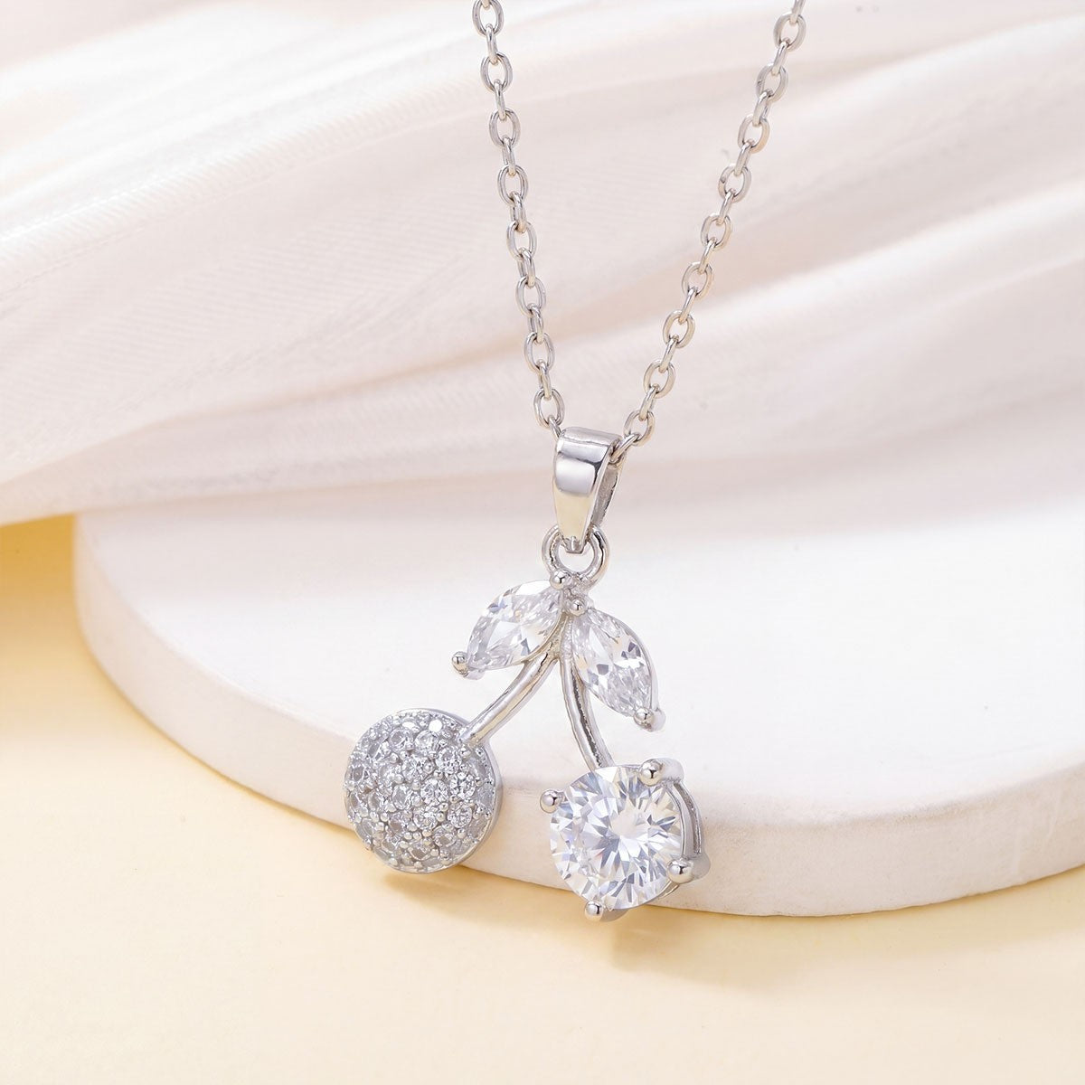 Dainty Cubic Zirconia Cherry Pendant Necklace