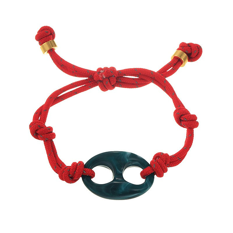 Boho Marbled Resin Link Cord Bracelet