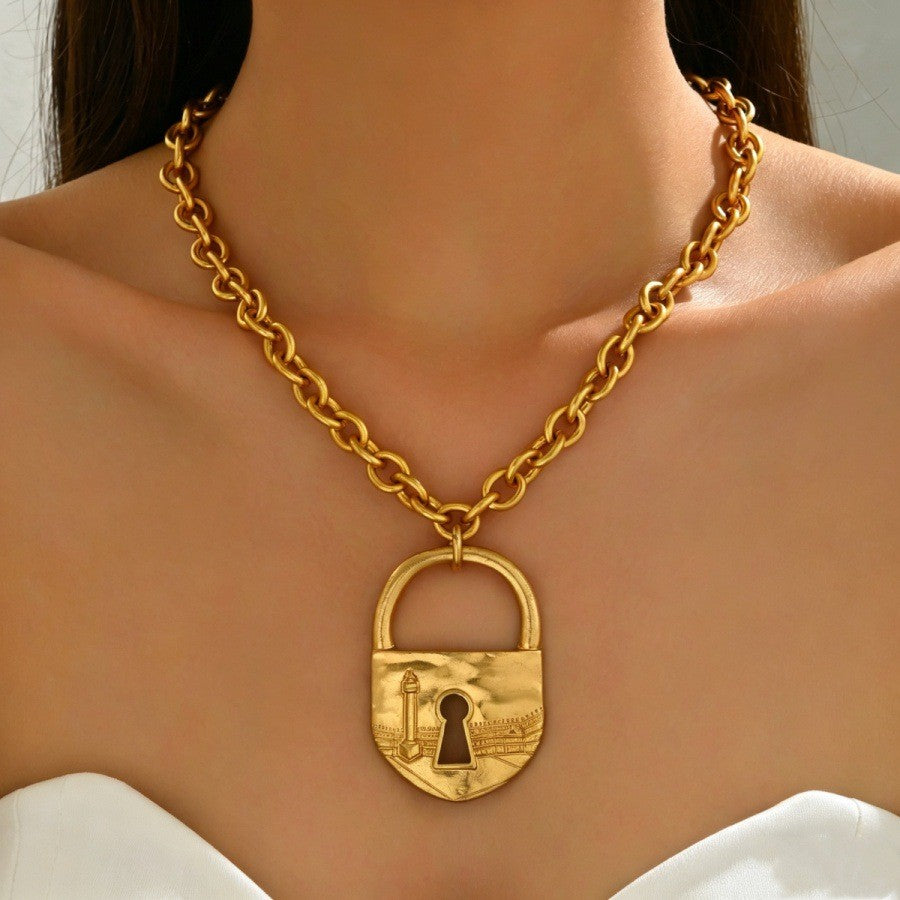 Vintage Inspired Padlock Pendant Necklace