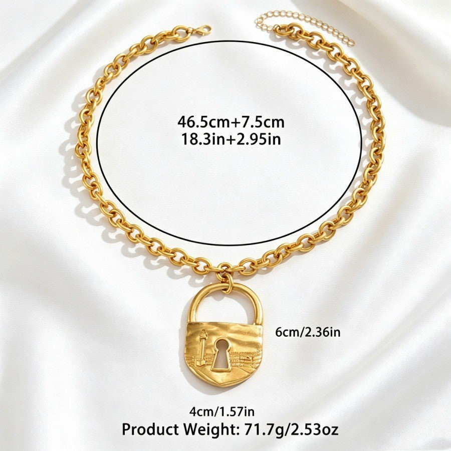 Vintage Inspired Padlock Pendant Necklace