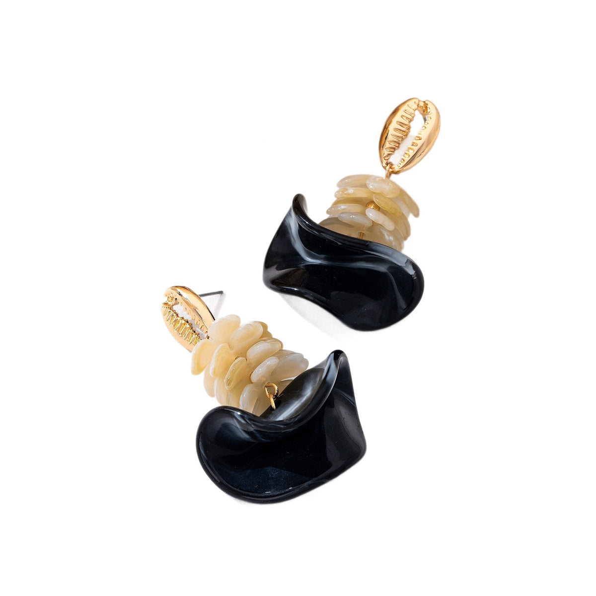 Boho Black Resin Shell Drop Earrings