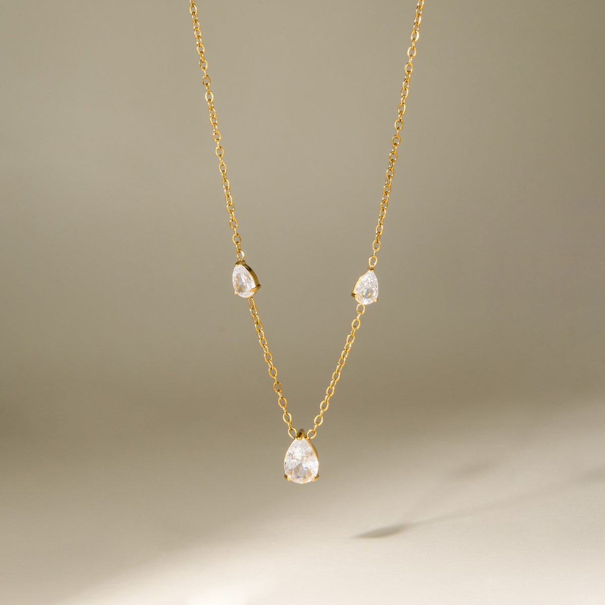 Dainty Teardrop Zirconia Y-Necklace