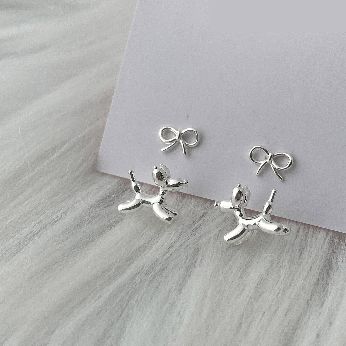 Cute 3D Balloon Dog Ear Jacket Earrings