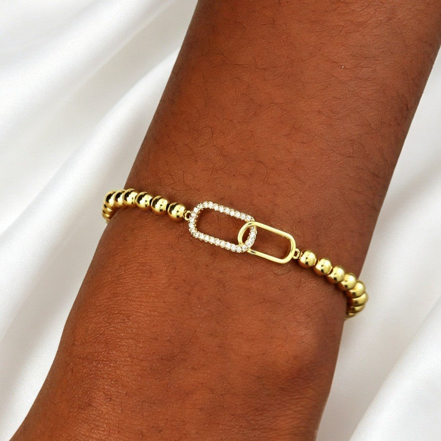 5pc Dainty Geometric Beaded Bracelet Stack