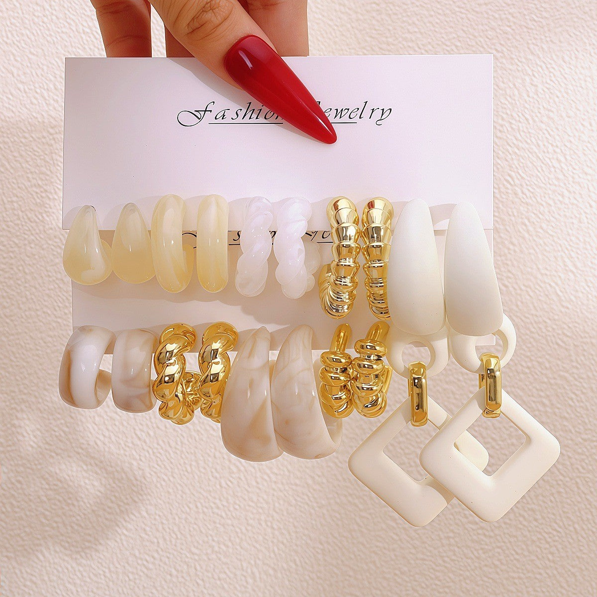 Classy Resin Heart & Teardrop Earring Set