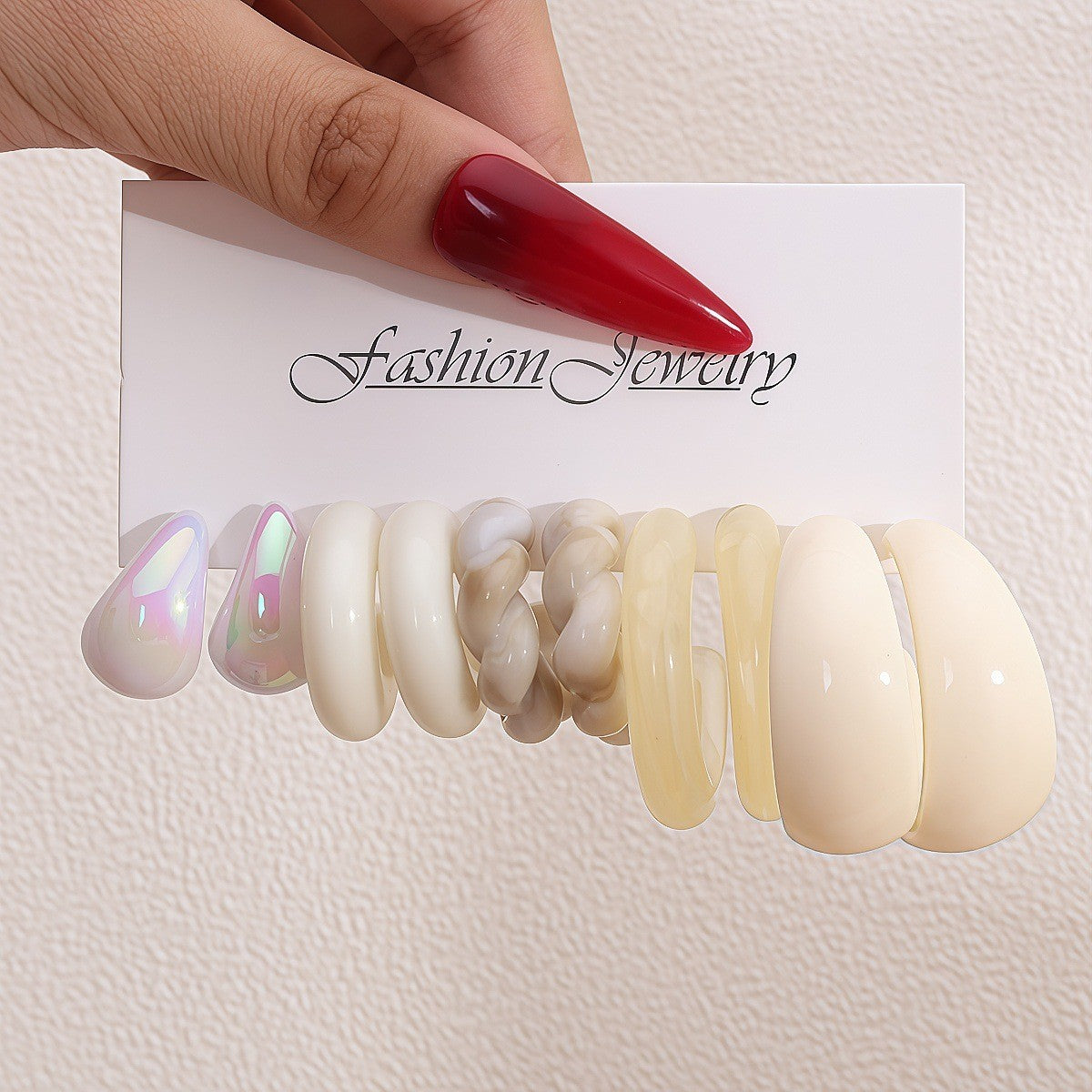Classy Resin Heart & Teardrop Earring Set