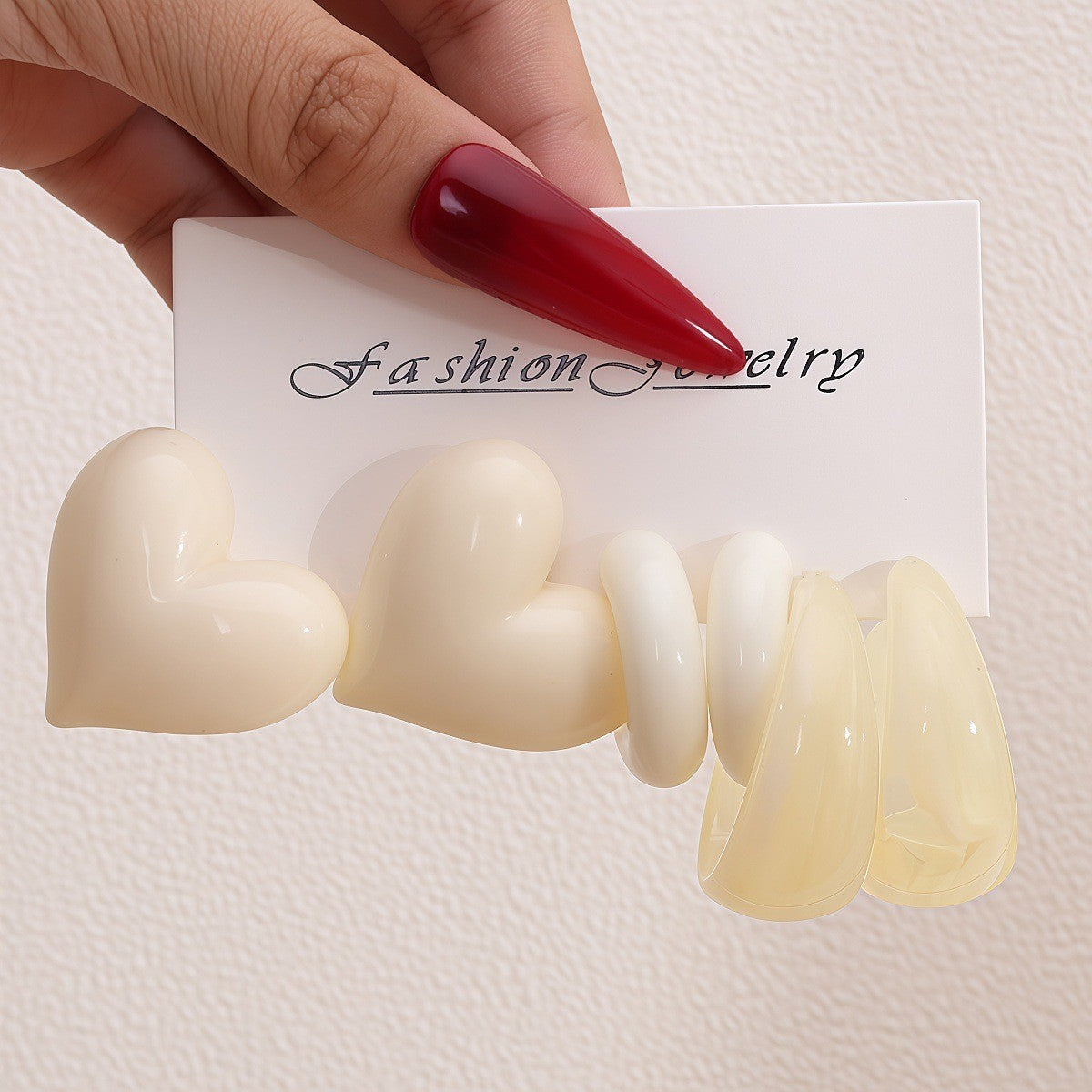 Classy Resin Heart & Teardrop Earring Set