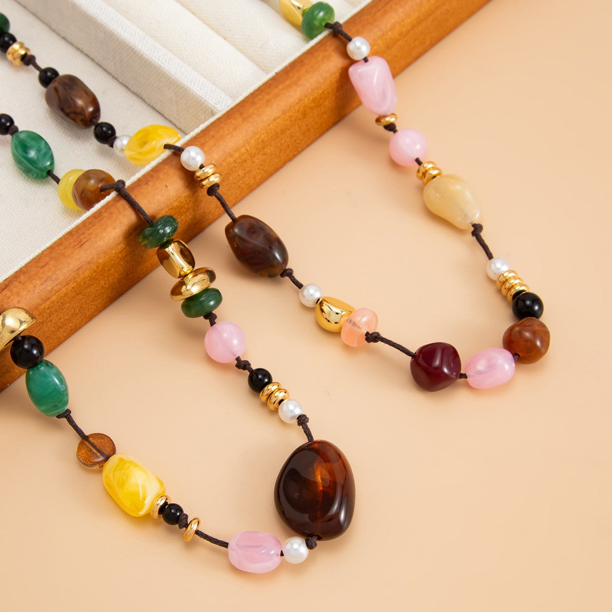 Boho Multi-Layer Colorful Resin Bead Necklace