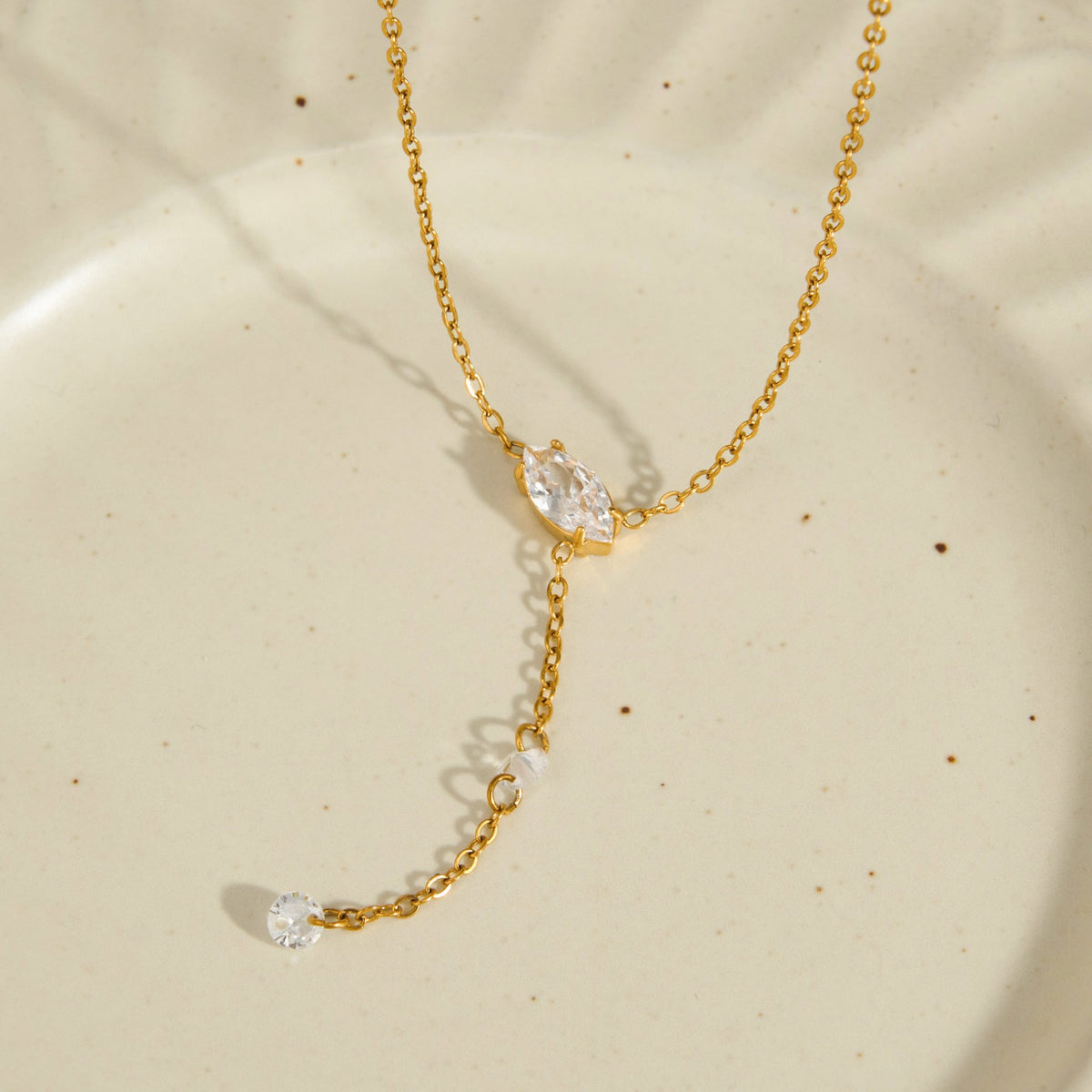 18k Dainty Marquise Zircon Y-Drop Necklace
