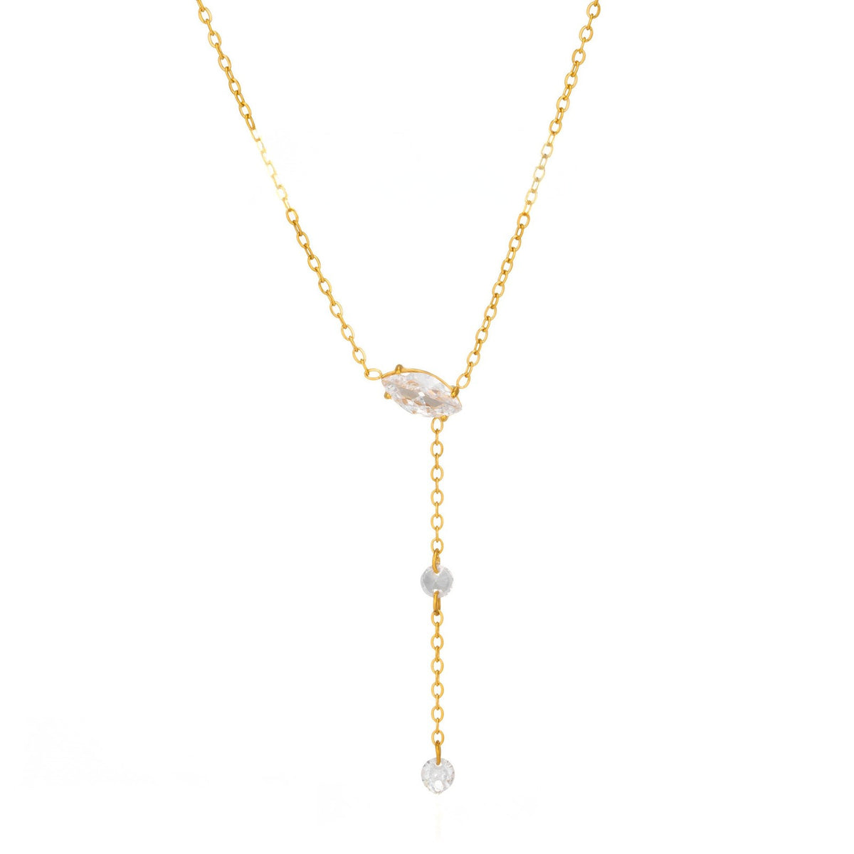 18k Dainty Marquise Zircon Y-Drop Necklace
