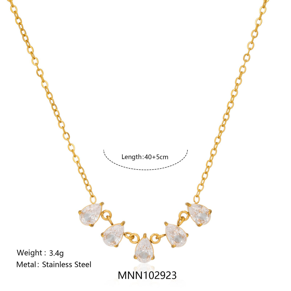 Dainty Teardrop Stone Arc Necklace