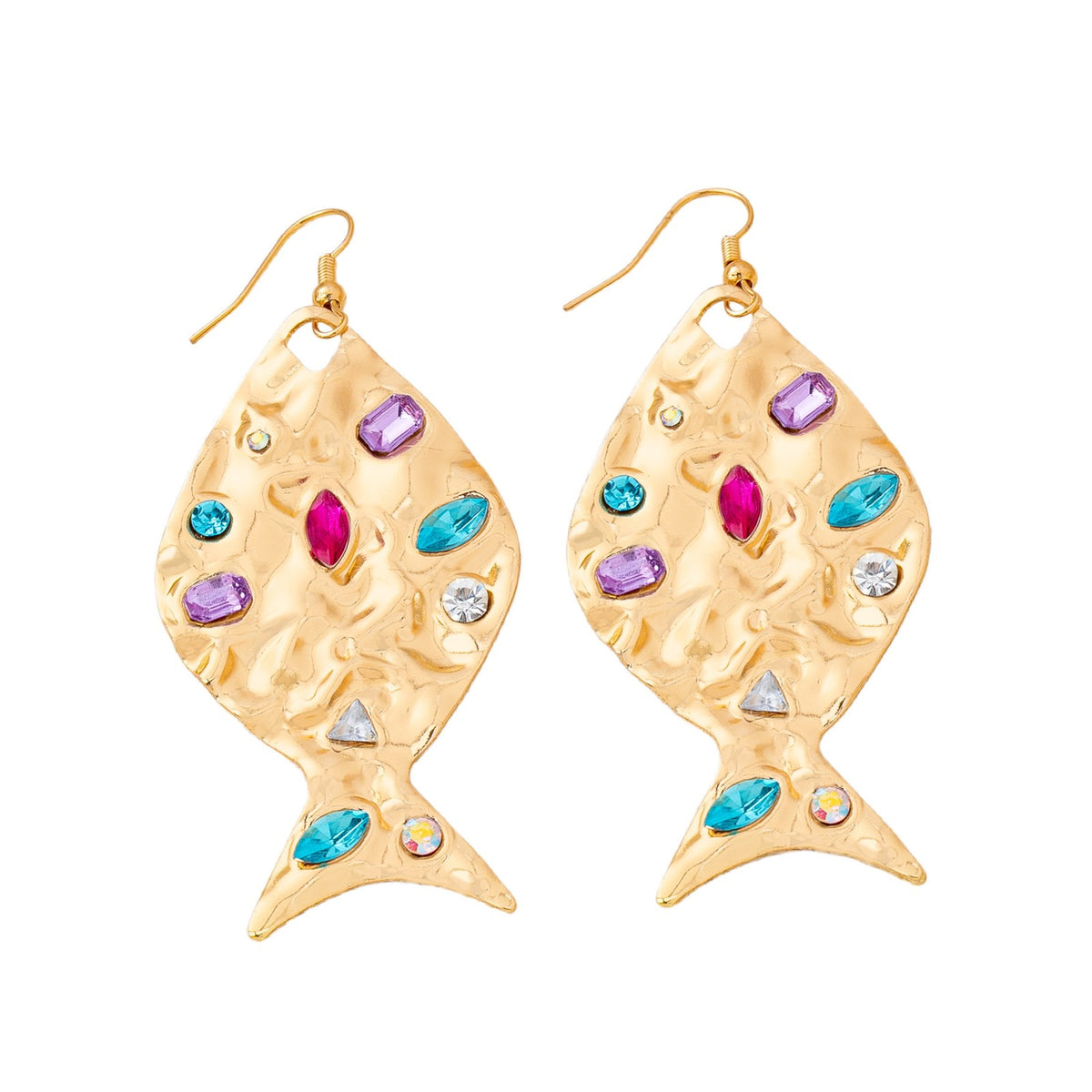 Classy Hammered Fish Dangle Earrings