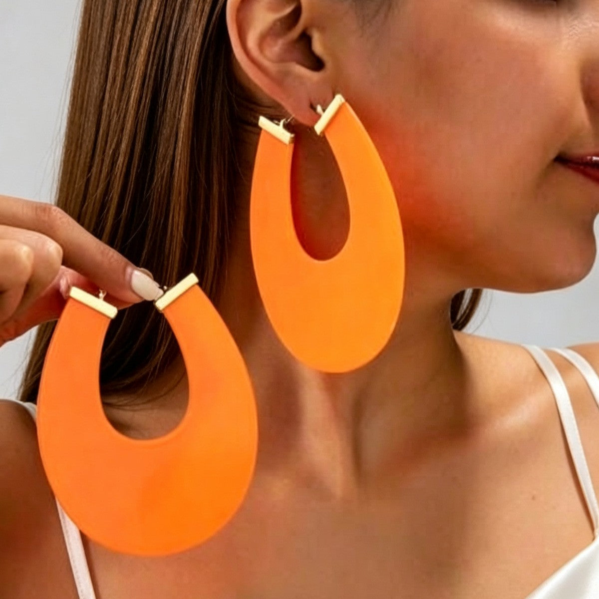 Classy Red Geometric Statement Earrings