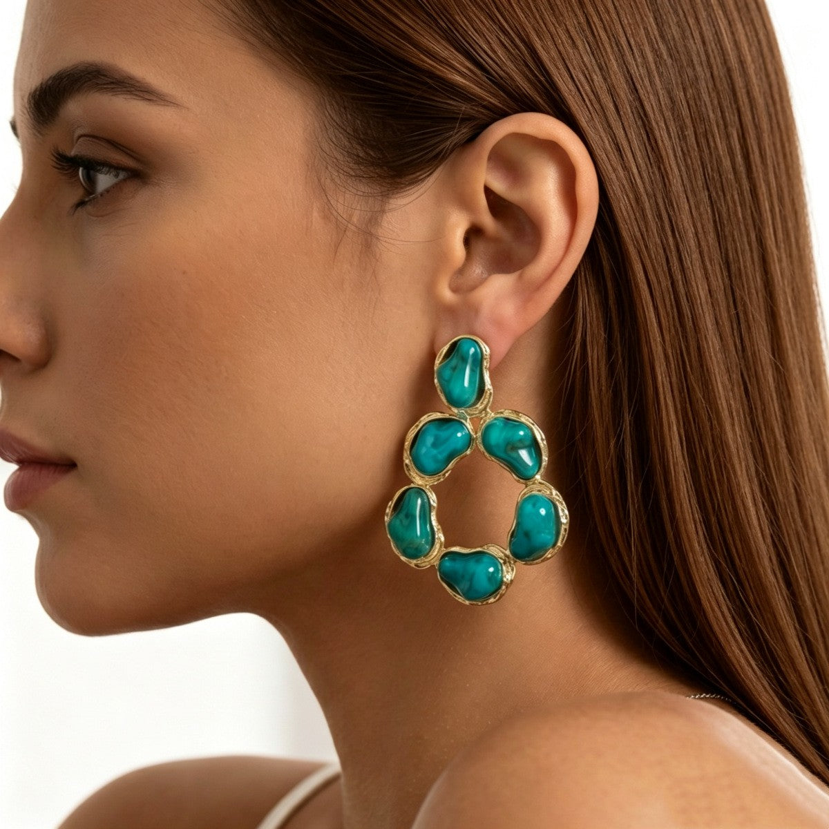 Classy Geometric Faux Pearl Hoop Earrings