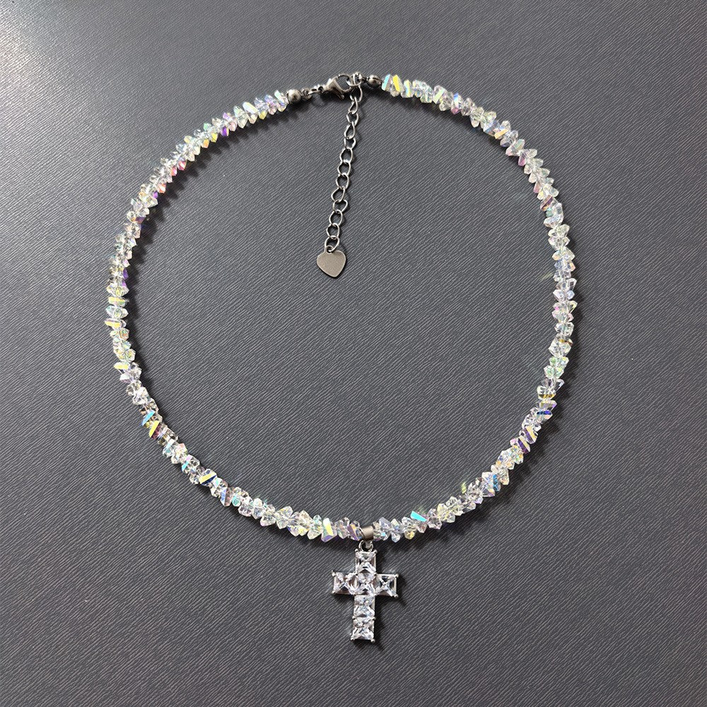 Classy Black Crystal Cross Necklace