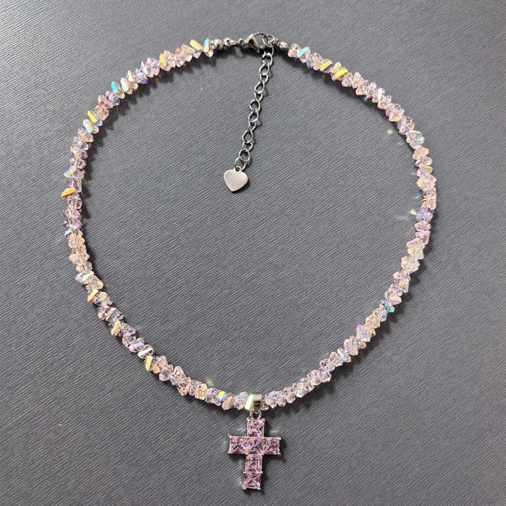 Classy Black Crystal Cross Necklace