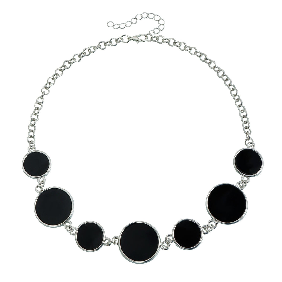 Classy Black Geometric Disc Necklace, Bracelet & Earring Set