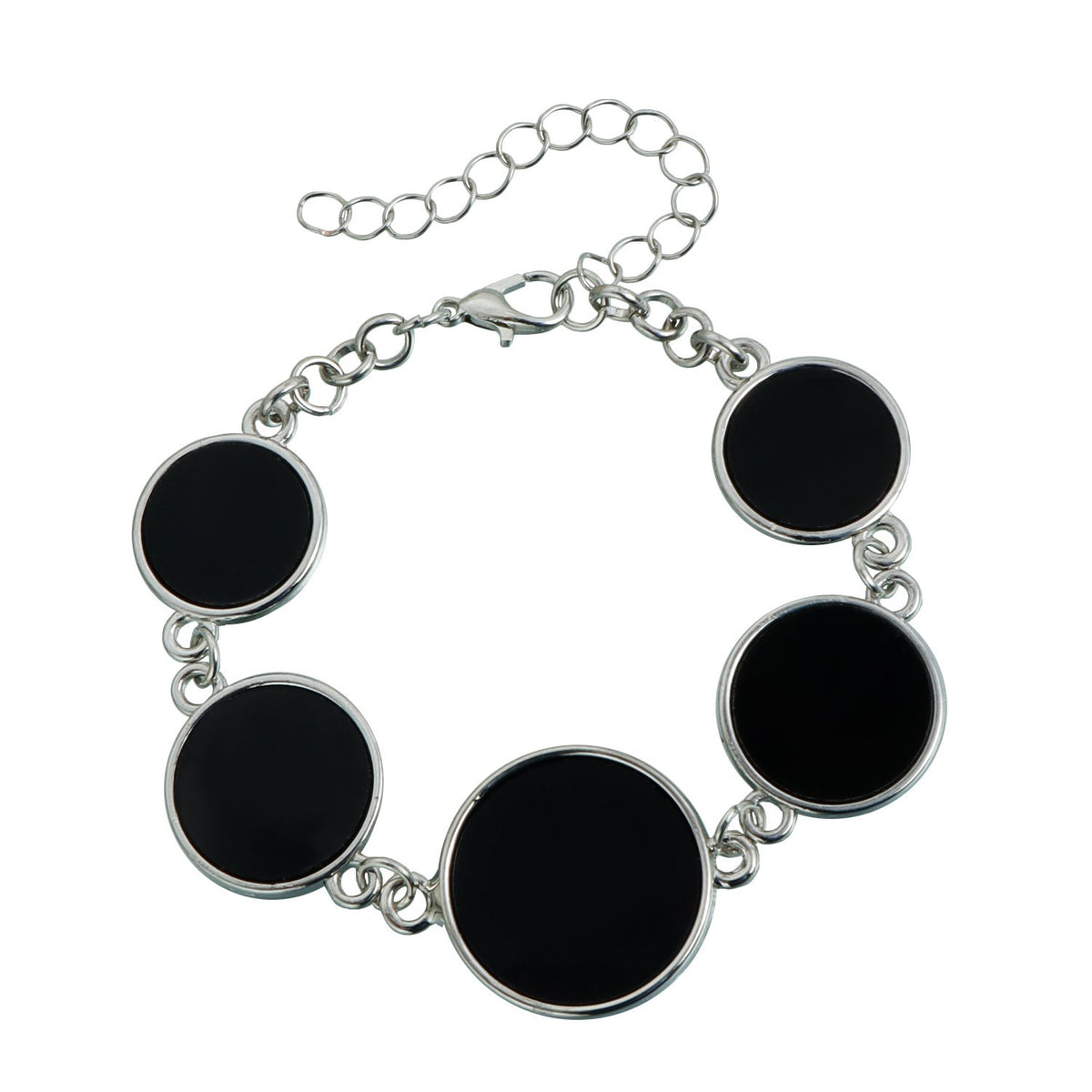 Classy Black Geometric Disc Necklace, Bracelet & Earring Set