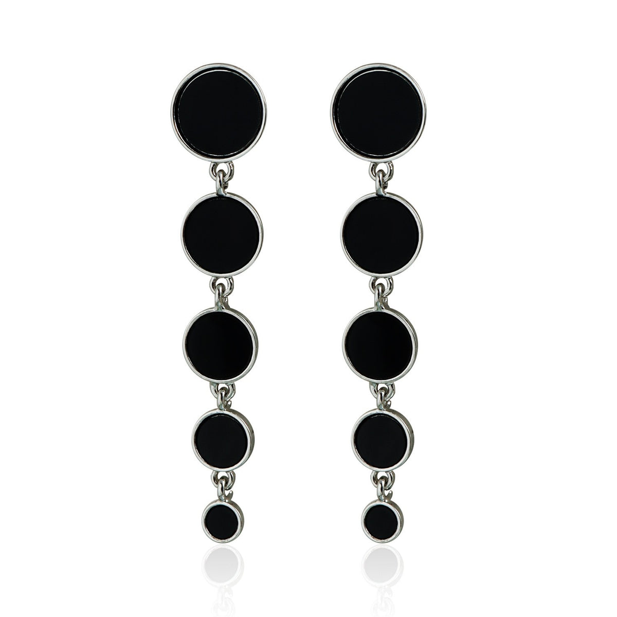 Classy Black Geometric Disc Necklace, Bracelet & Earring Set