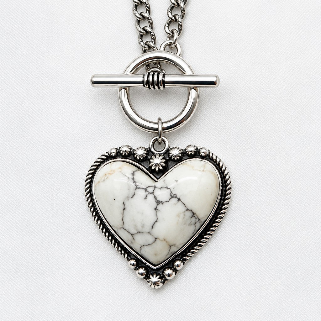 Romantic Turquoise Heart Toggle Necklace