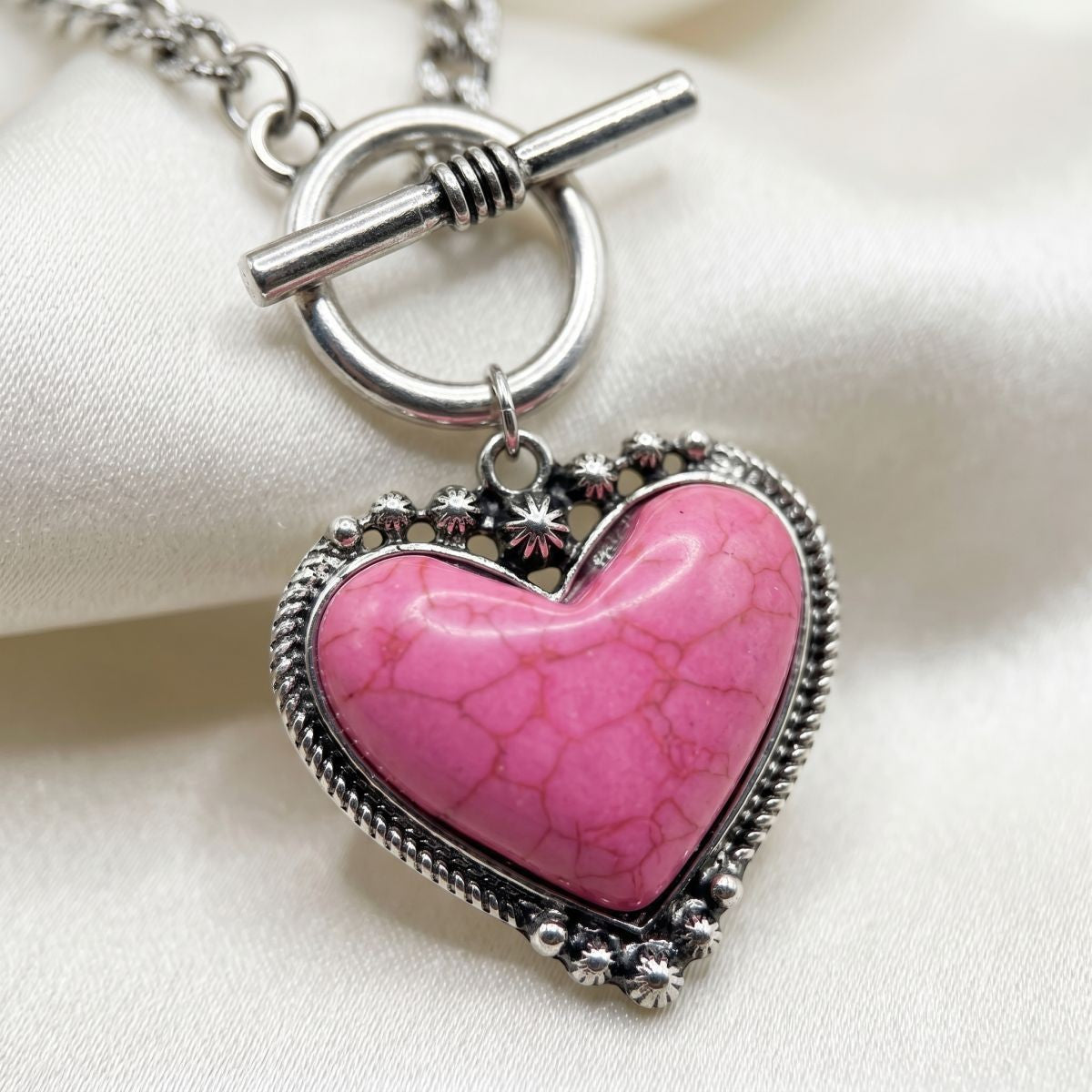 Romantic Turquoise Heart Toggle Necklace