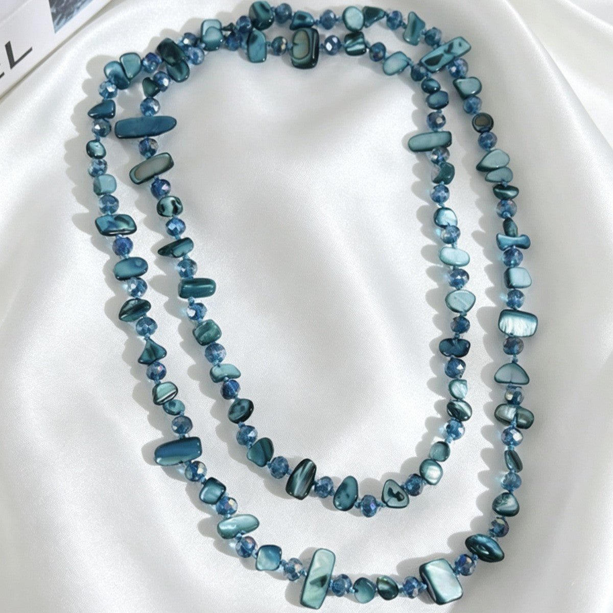 Boho Layered Blue Shell Chip Necklace