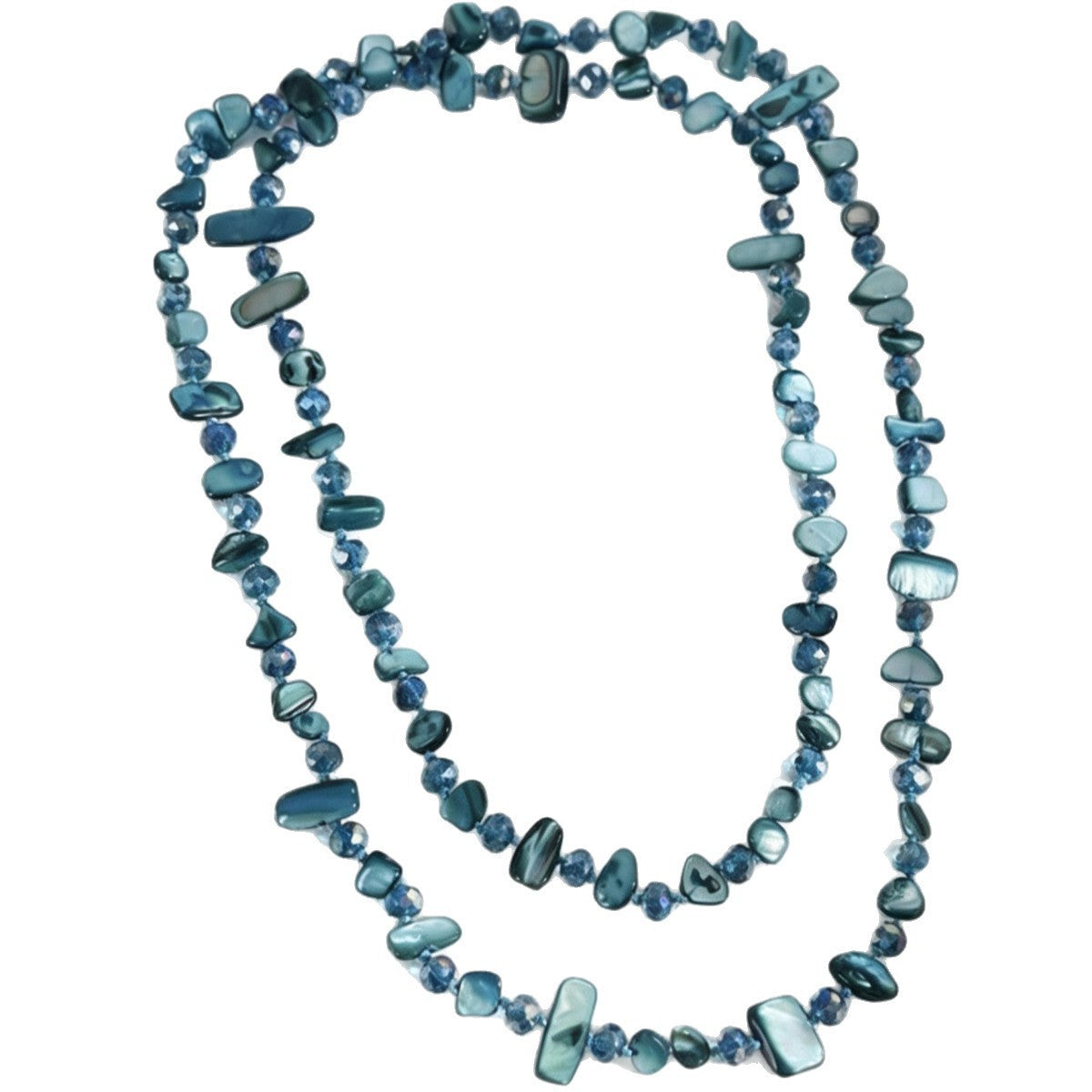 Boho Layered Blue Shell Chip Necklace