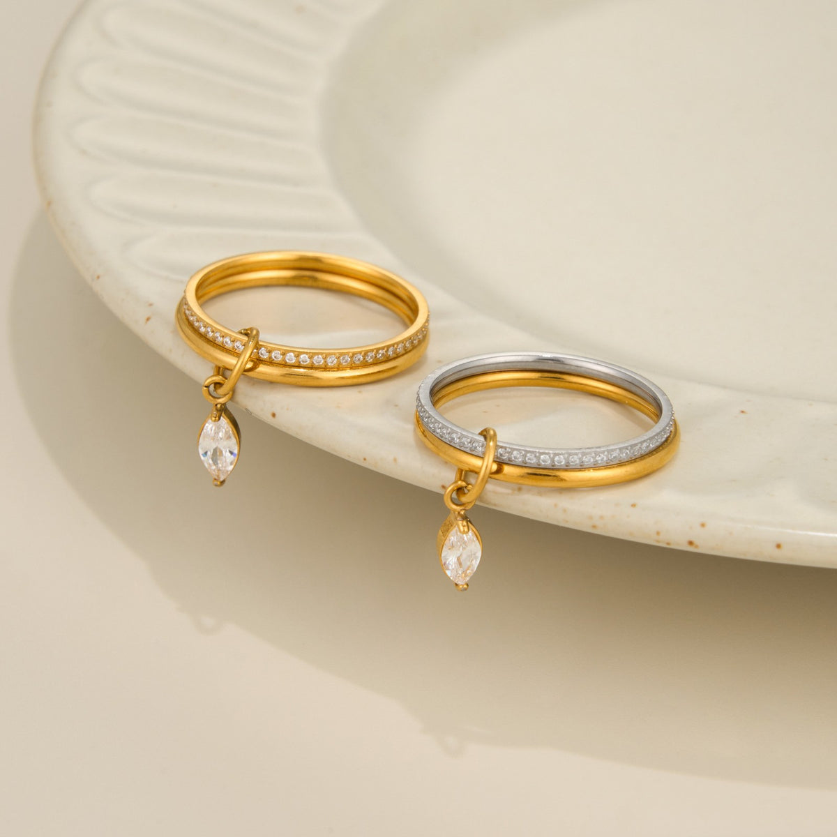 14k Dainty Marquise Drop Ring