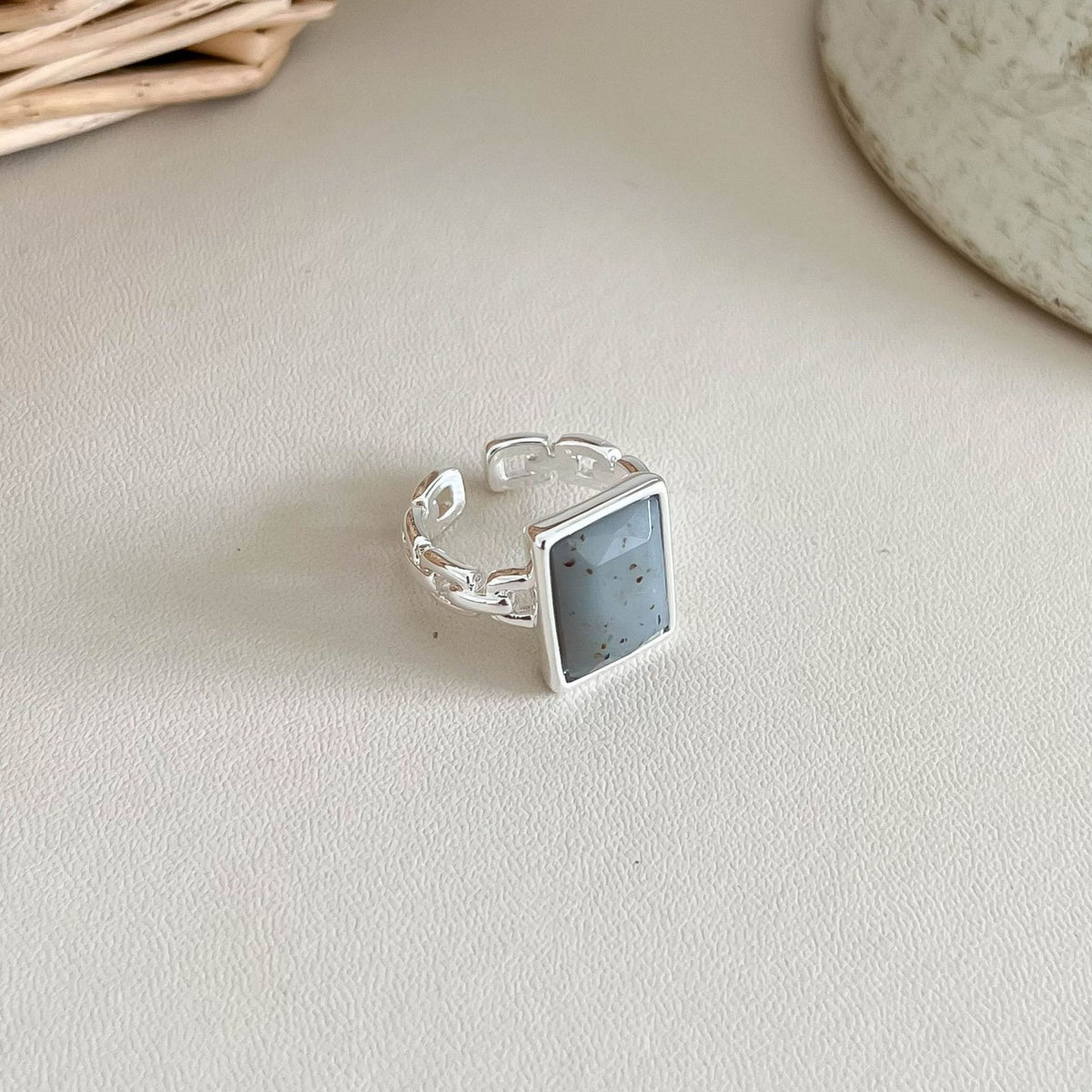 Vintage Natural Stone Adjustable Open Ring