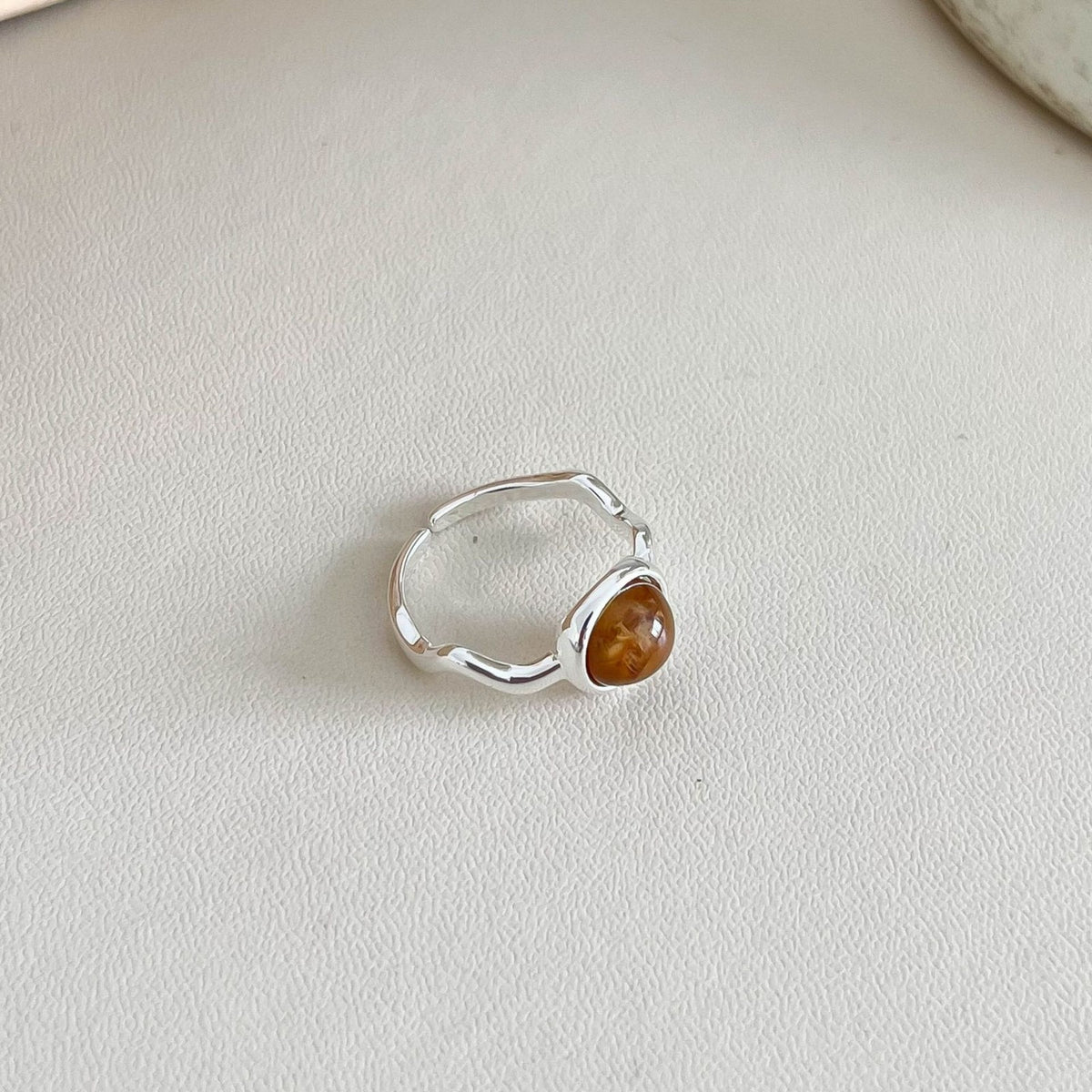 Vintage Natural Stone Adjustable Open Ring