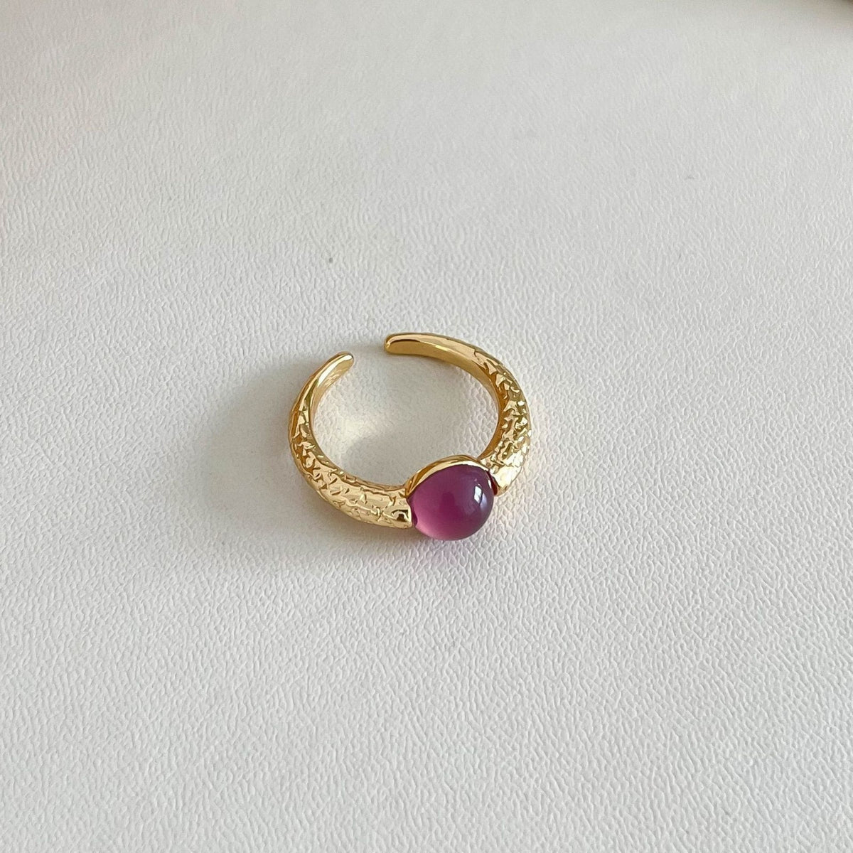 Vintage Natural Stone Adjustable Open Ring