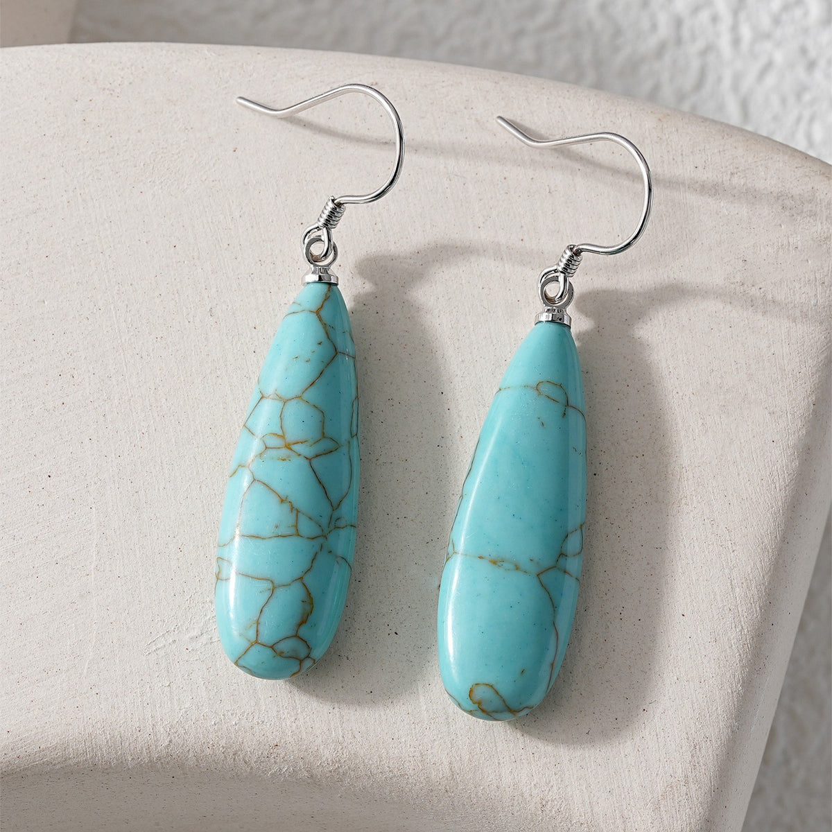Boho Turquoise Webbed Teardrop Earrings