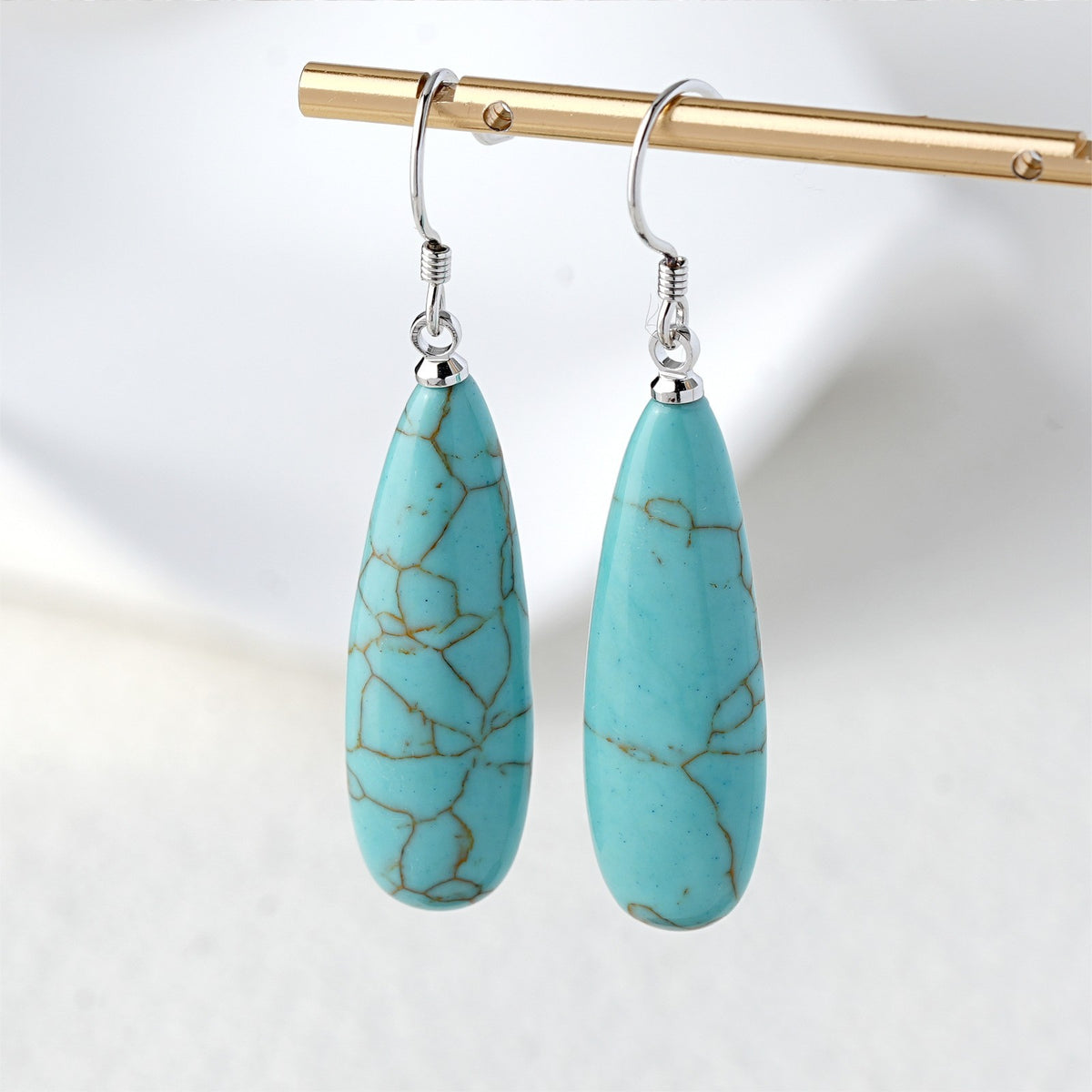 Boho Turquoise Webbed Teardrop Earrings